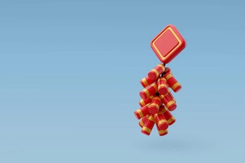 3d Vector Hanging Chinese firecrackers, Chinese New Year concept. Stock Illustration