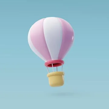 3d Vector Hot Air Balloon, Anniversary, Valentine's Day Concept. Stock Illustration