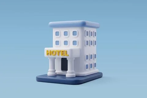 3d Vector Hotel building, Hotel booking and travel destination apartment. Stock Illustration
