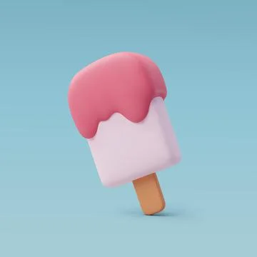 3d Vector Ice Cream stick, Summer holiday, Time to travel concept. Stock Illustration