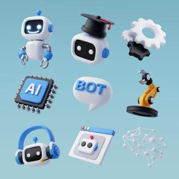 3d Vector icon of AI in science and business, Technology and engineering. Illustrazione stock