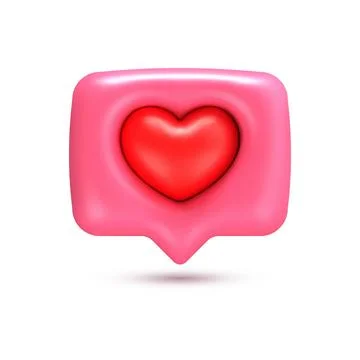 3d vector icon dialog message button with heart. Stock Illustration