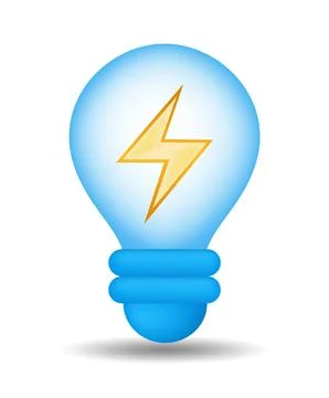3D vector icon featuring a light bulb with a lightning bolt symbol Stock Illustration