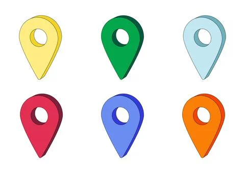 3d vector icon, geolocation sign, location marker, isolated, icon set Stock Illustration
