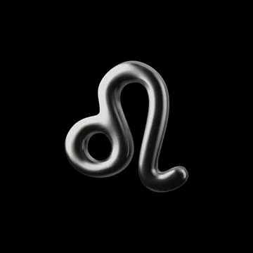 3D vector icon of Leo symbol. Metallic chrome design on black isolated backgr Stock Illustration
