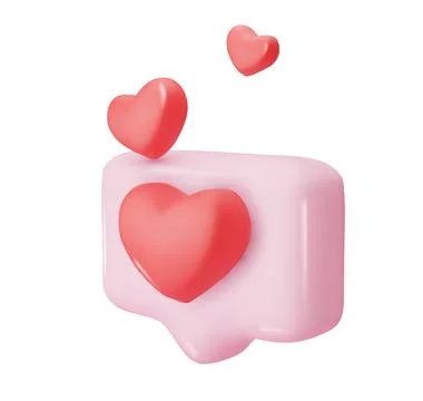 3d vector icon message dialog button with red heart. Realistic Elements for Stock Illustration