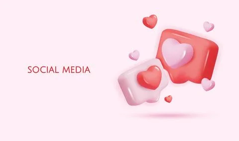 3d vector icon message dialog button with heart. Realistic Elements for design. Stock Illustration