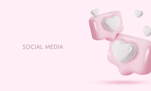 3d vector icon message dialog button with heart. Realistic Elements for design. Stock Illustration