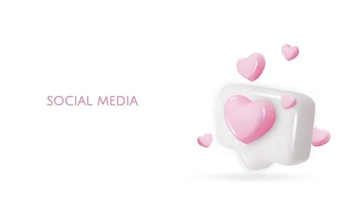 3d vector icon message dialog button with heart. Realistic Elements for design Stock Illustration