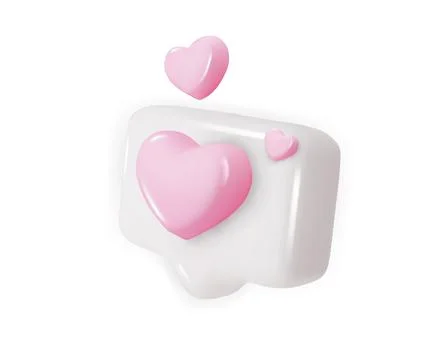 3d vector icon message dialog button with heart. Realistic Elements for design Stock Illustration