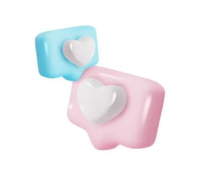 3d vector icon message dialog button with heart. Realistic Elements for design Stock Illustration