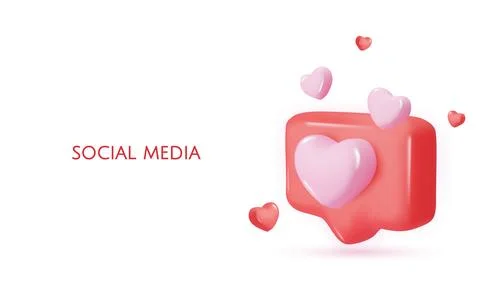 3d vector icon message dialog button with heart. Realistic Elements for design Stock Illustration