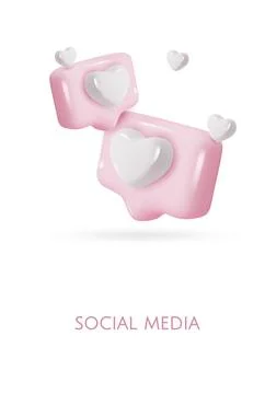 3d vector icon message dialog button with heart. Realistic Elements for design Illustrazione stock