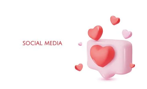 3d vector icon message dialog button with heart. Realistic Elements for design Stock Illustration