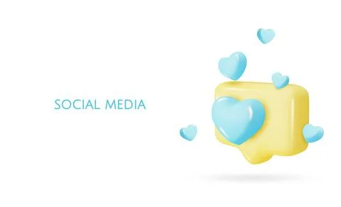 3d vector icon message dialog button with heart. Realistic Elements for design Stock Illustration