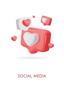 3d vector icon message dialog button with heart. Realistic Elements for design Stock Illustration