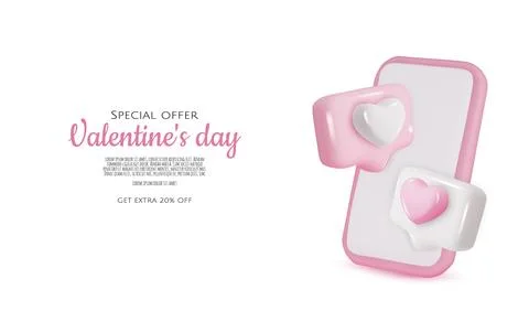 3d vector icon message dialog button with heart. Realistic Elements for design Stock Illustration