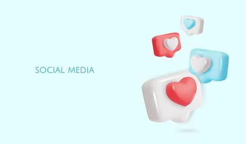 3d vector icon message dialog button with heart. Realistic Elements for design Stock Illustration