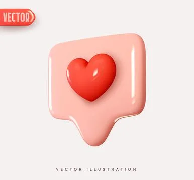 3d vector icon message dialog button with red heart. Realistic Elements for.. Stock Illustration
