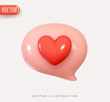3d vector icon message dialog button with red heart. Realistic Elements for.. Stock Illustration