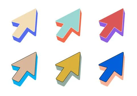 3d vector icon, mouse pointer, up arrow, arrow icon set Illustrazione stock