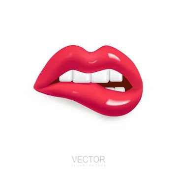 3d vector icon red lips. Realistic elements for romantic design. Isolated o.. Illustrazione stock