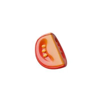 3d Vector icon of a ripe red tomato with peel and seeds, cut in half Illustration