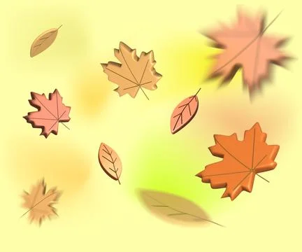 3d vector icon set. Autumn leaves, bokeh and volume Stock Illustration