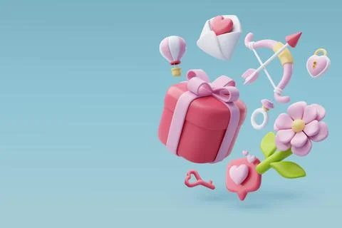 3d Vector icon set of Valentine's day and love anniversary, Valentine's Day. Stock Illustration