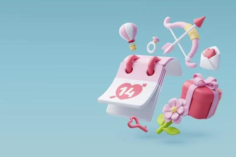 3d Vector icon set of Valentine's day and love anniversary, Valentine's Day. Stock Illustration