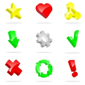 3D vector icons collection isolated on white background. Stock Illustration