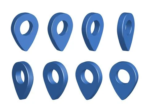 3D vector illustration of a blue map pointer isolated on a white background Stock Illustration