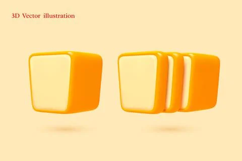3D vector illustration of bread and toasts Stock Illustration