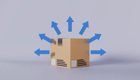 3D vector illustration of brown cardboard boxes on a pallet, symbol of package Stock-Illustration