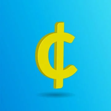 3D Vector illustration of Cent sign isolated in white color background. Cur.. 库存插图