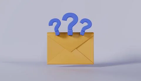 3D vector illustration of a closed envelope with a question mark symbol Stock Illustration