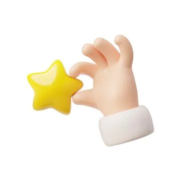 3D vector illustration of customer satisfaction star with a hand icon on a white イラスト素材