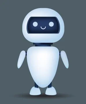 3D vector illustration of a cute futuristic robot mascot with a smiling face Illustrazione stock