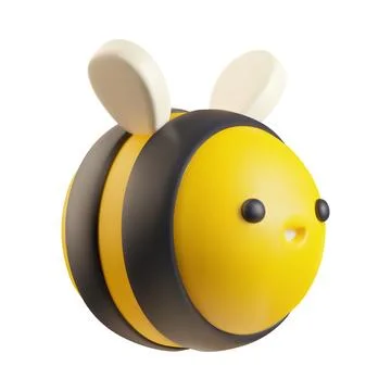 3d vector illustration of cute round bee on isolated background. Illustrazione stock