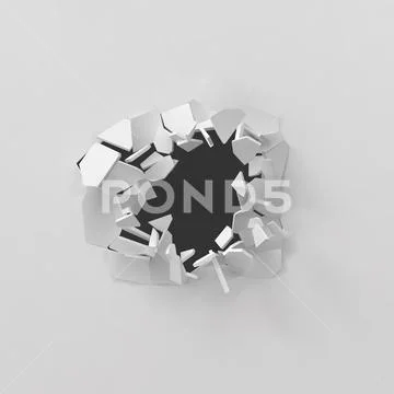 3d vector illustration of exploding white wall イラスト素材