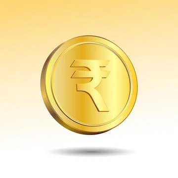 3D Vector illustration of Gold Rupee Coin. Indian currency symbol. Illustrazione stock