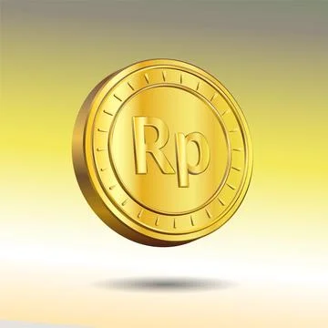 3D Vector illustration of Gold Rupiah Coin. Indonesian currency symbol. 스톡 일러스트