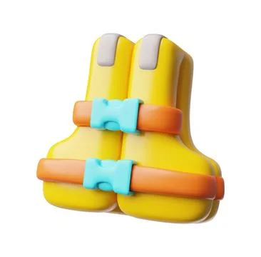 3D vector illustration of icon, yellow life jacket with belts. Illustrazione stock