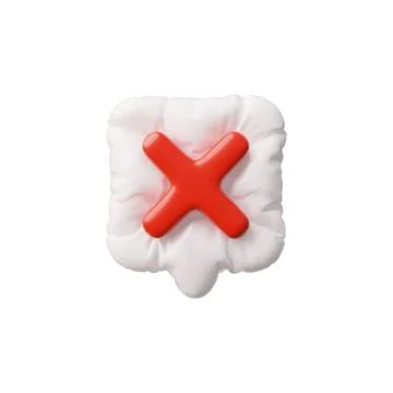 3D Vector illustration of inflatable white chat cloud, square shape with red 스톡 일러스트