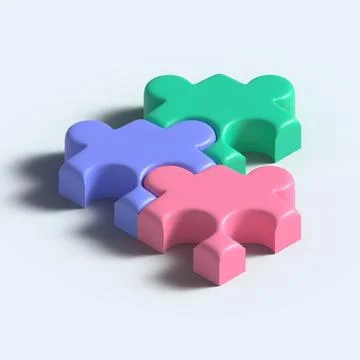 3D Vector Illustration of Jigsaw puzzle cube. Colorful puzzle jigsaw pieces Stock Illustration