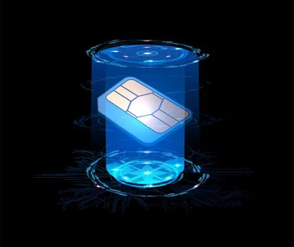 3D vector illustration of mobile sim card. Embedded chip. Stock Illustration