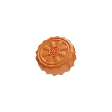 3D vector illustration of a moon cake with a lotus pattern on a white background 스톡 일러스트