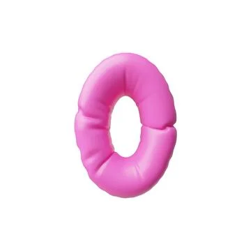 3d vector illustration of the number 0, pink, in an inflated balloon shape. Stockillustratie