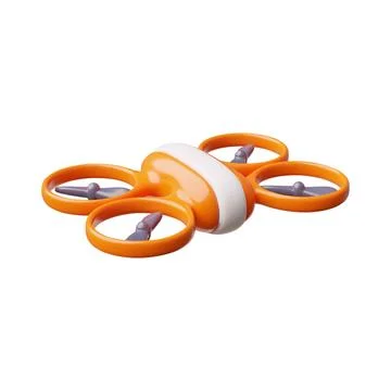 3d vector illustration of orange quadcopter, cartoon style. Stock Illustration