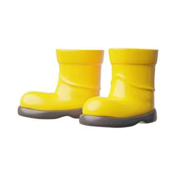 3D vector illustration of a pair of yellow rubber boots. Ilustração Stock